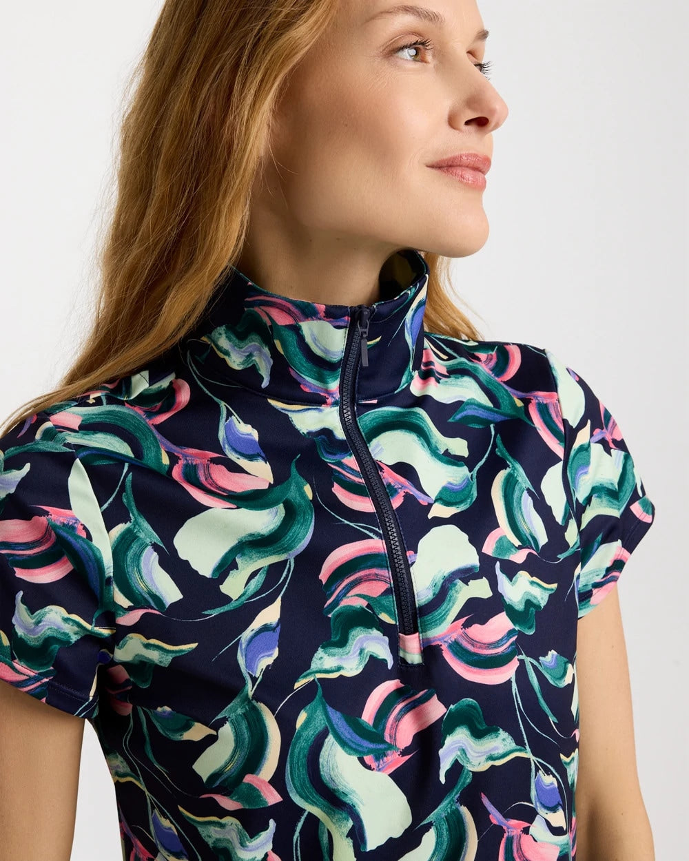 Chico's Zenergy® UPF Blooms Half Zip Polo