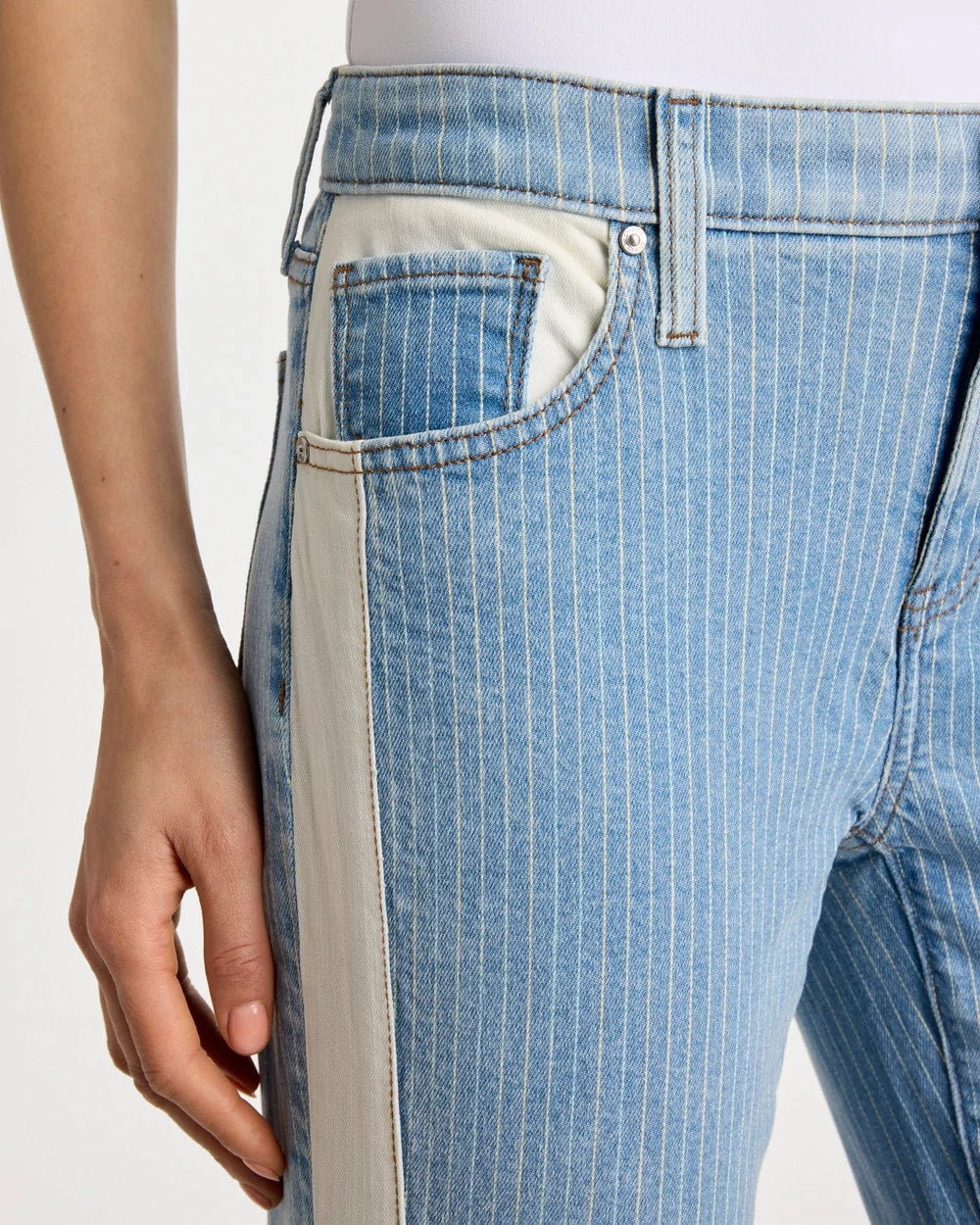 Chico's Girlfriend Ticking Stripe Crop Jeans