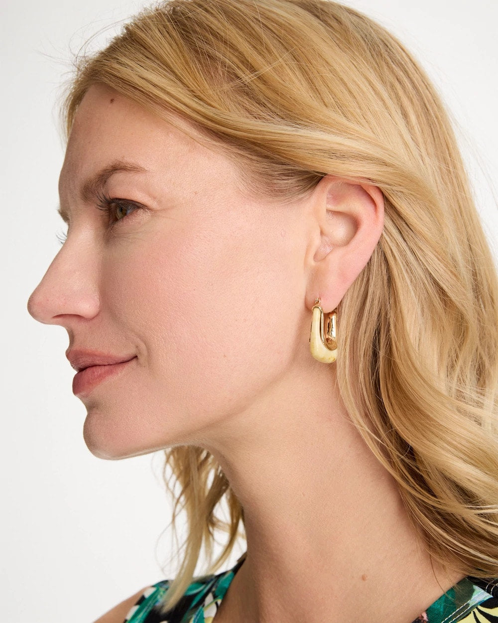 Chico's Neutral Goldtone Square Hoop Earrings