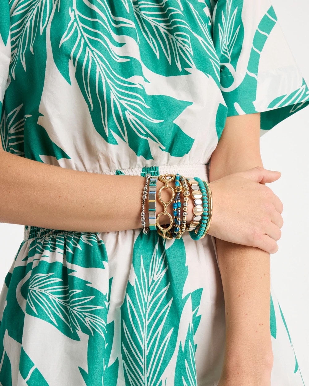 Chico's Genuine Teal Tiger's Eye Stretch Bracelet