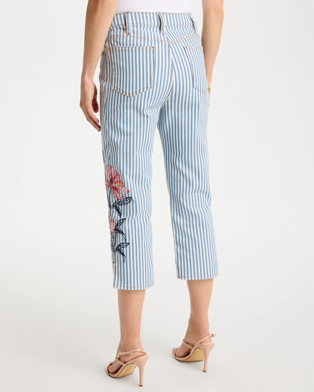 Chico's Girlfriend Slim Striped Capri Jeans
