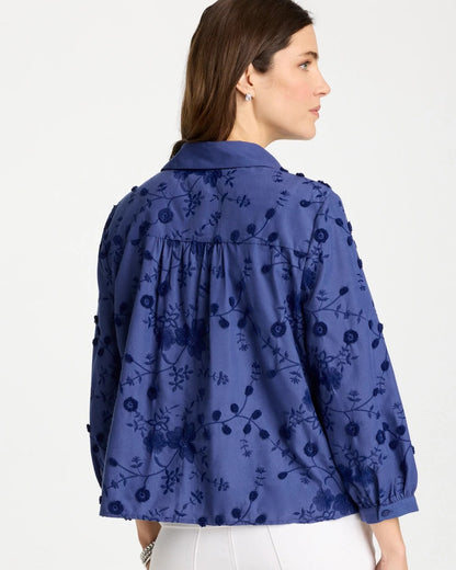 Chico's 3D Floral Embroidered Top