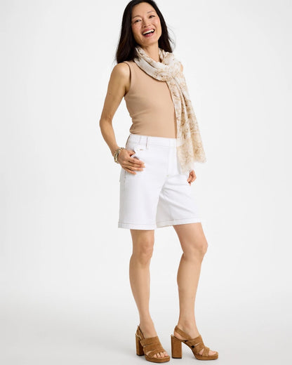 Chico's Pull-On Scallop Button Jean Shorts