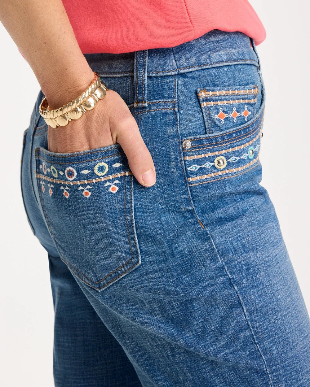 Chico's Girlfriend Slim Embellished Crop Jeans