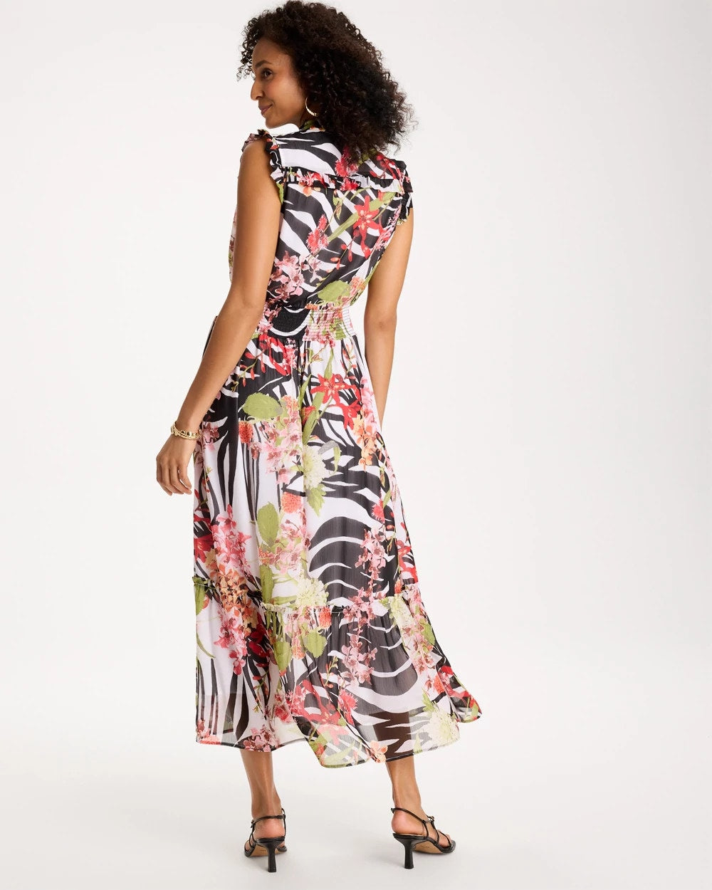 Chico's Crinkle Chiffon Animal Print Dress