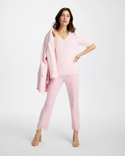 Chico's Space Dyed Ruched V-Neck Pullover Sweater