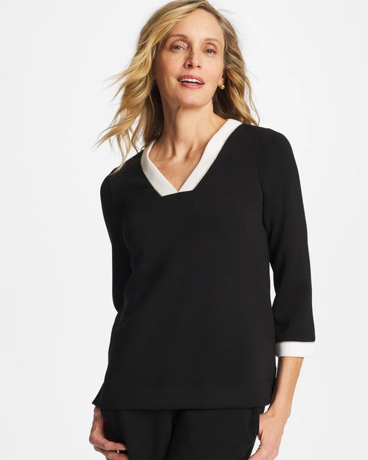 Chico's Zenergy® Soft Caviar Bead Contrast Top