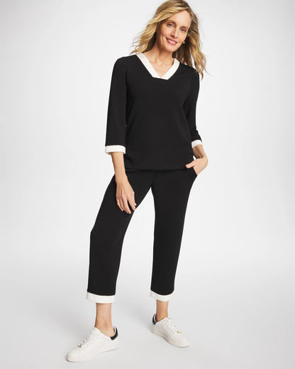 Chico's Zenergy® Soft Caviar Bead Contrast Top