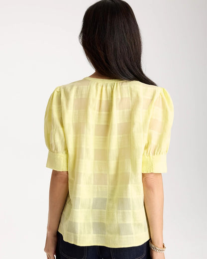 Chico's Cotton Plaid Elbow-Sleeve Shirt