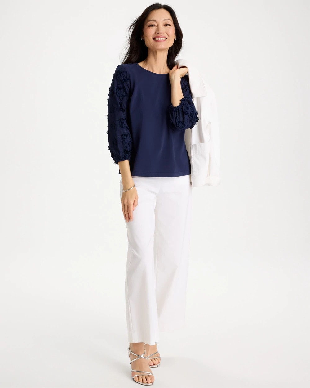 Chico's Star Cutout 3/4 Sleeved Tee