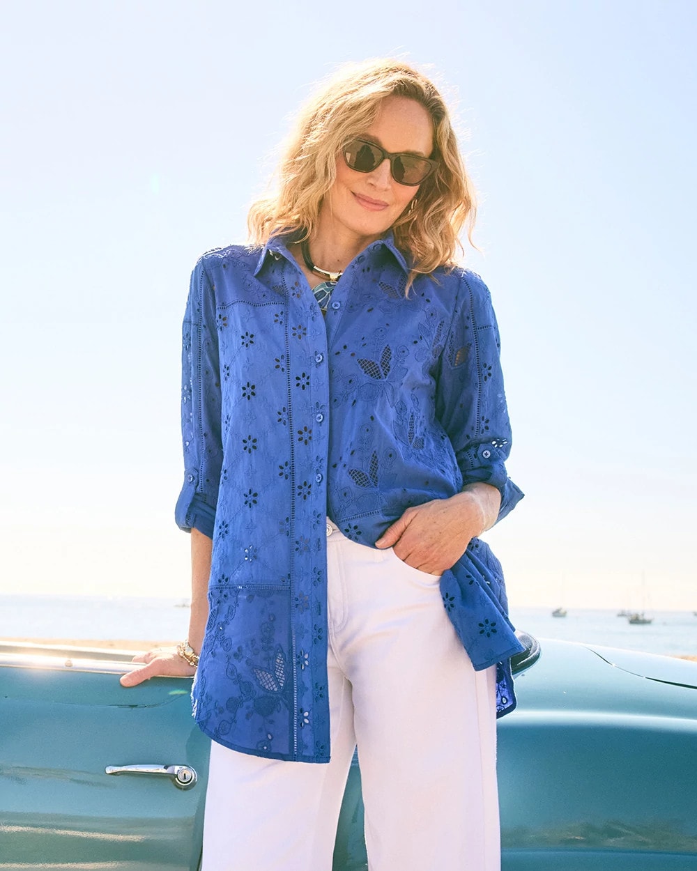 Chico's Embroidered Trapunto-Trim Tunic