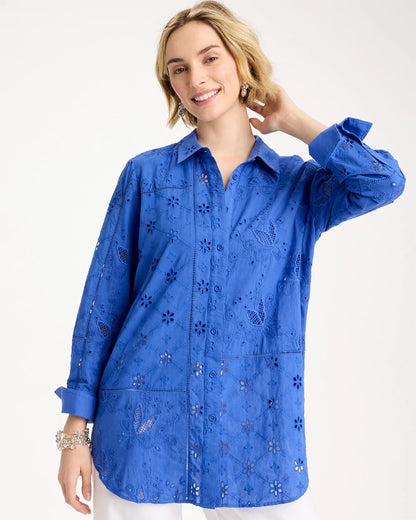 Chico's Embroidered Trapunto-Trim Tunic