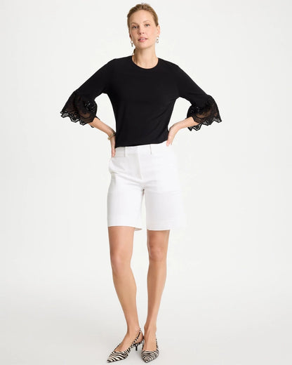 Chico's Cotton Lace Flutter Sleeve Tee