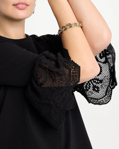 Chico's Cotton Lace Flutter Sleeve Tee
