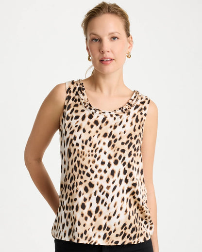 Chico's Animal Print Jersey Satin Tank Top