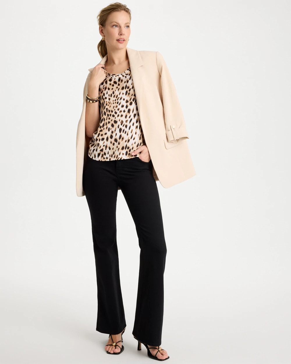 Chico's Animal Print Jersey Satin Tank Top