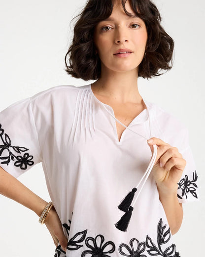 Chico's Cotton Voile Applique Blouse