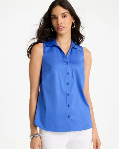Chico's Cotton-Blend Classic Sleeveless Shirt