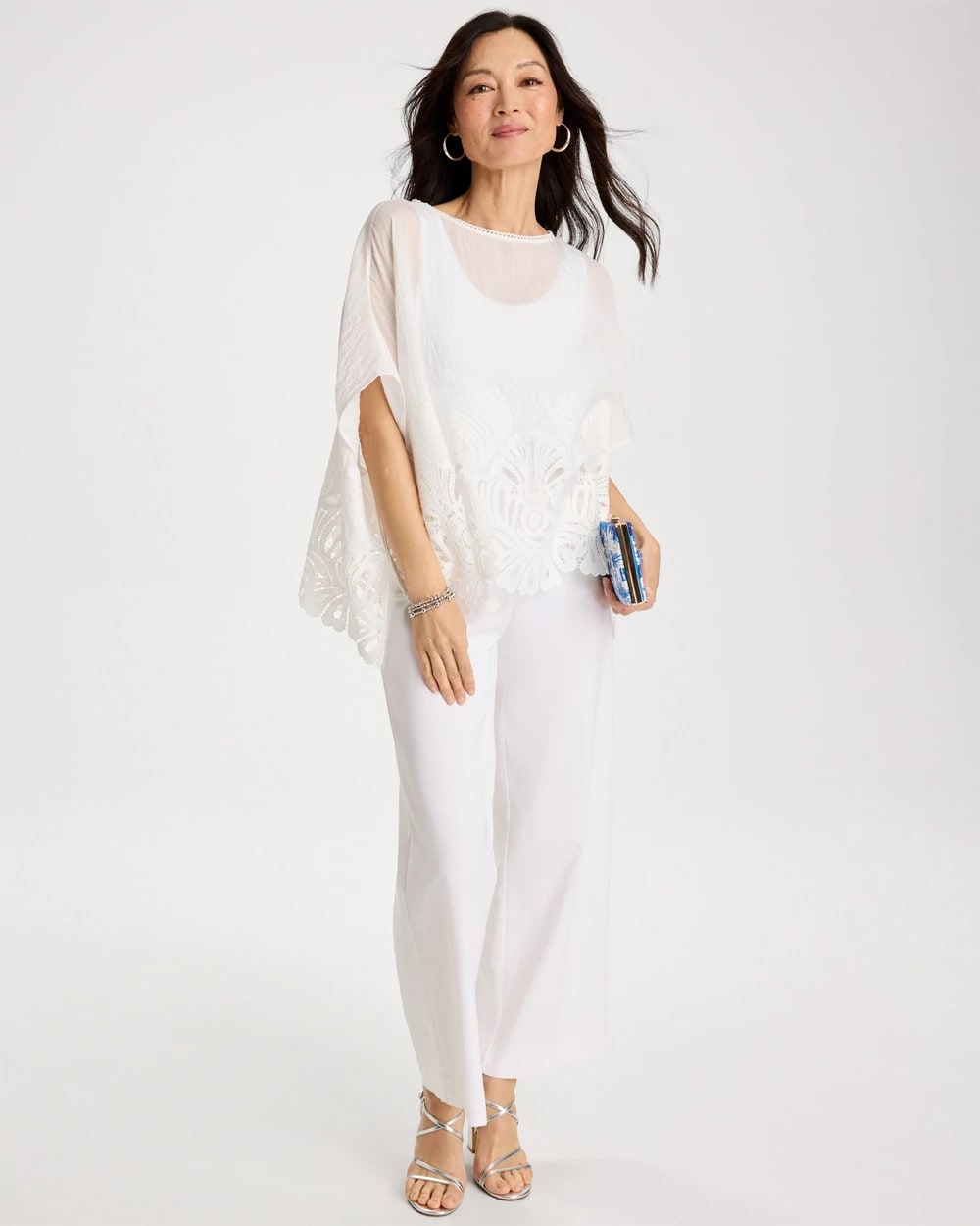 Chico's Crochet Lace Hem Poncho