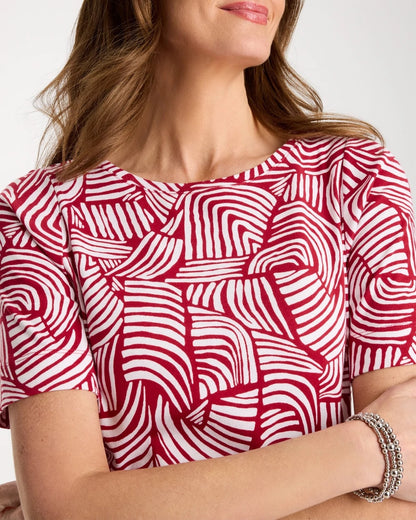 Chico's Geo Pima Elbow Sleeve Tee