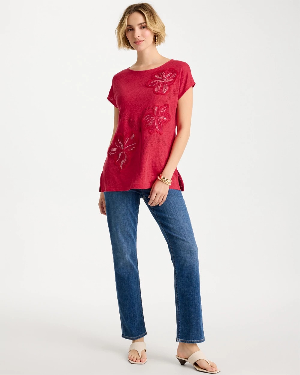Chico's Linen Embellished Sequin Tunic