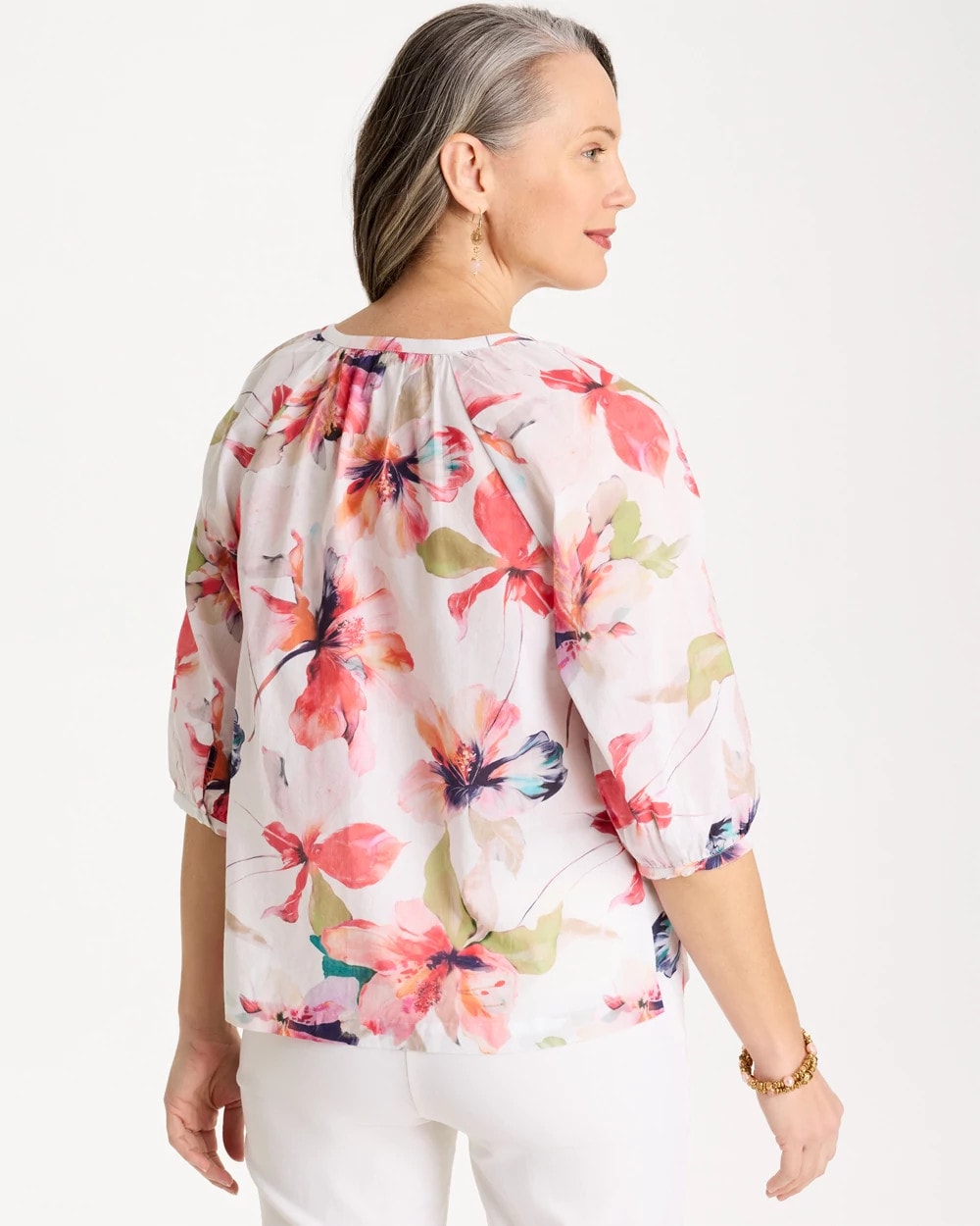 Chico's Cotton Voile Croix Collage Blouse
