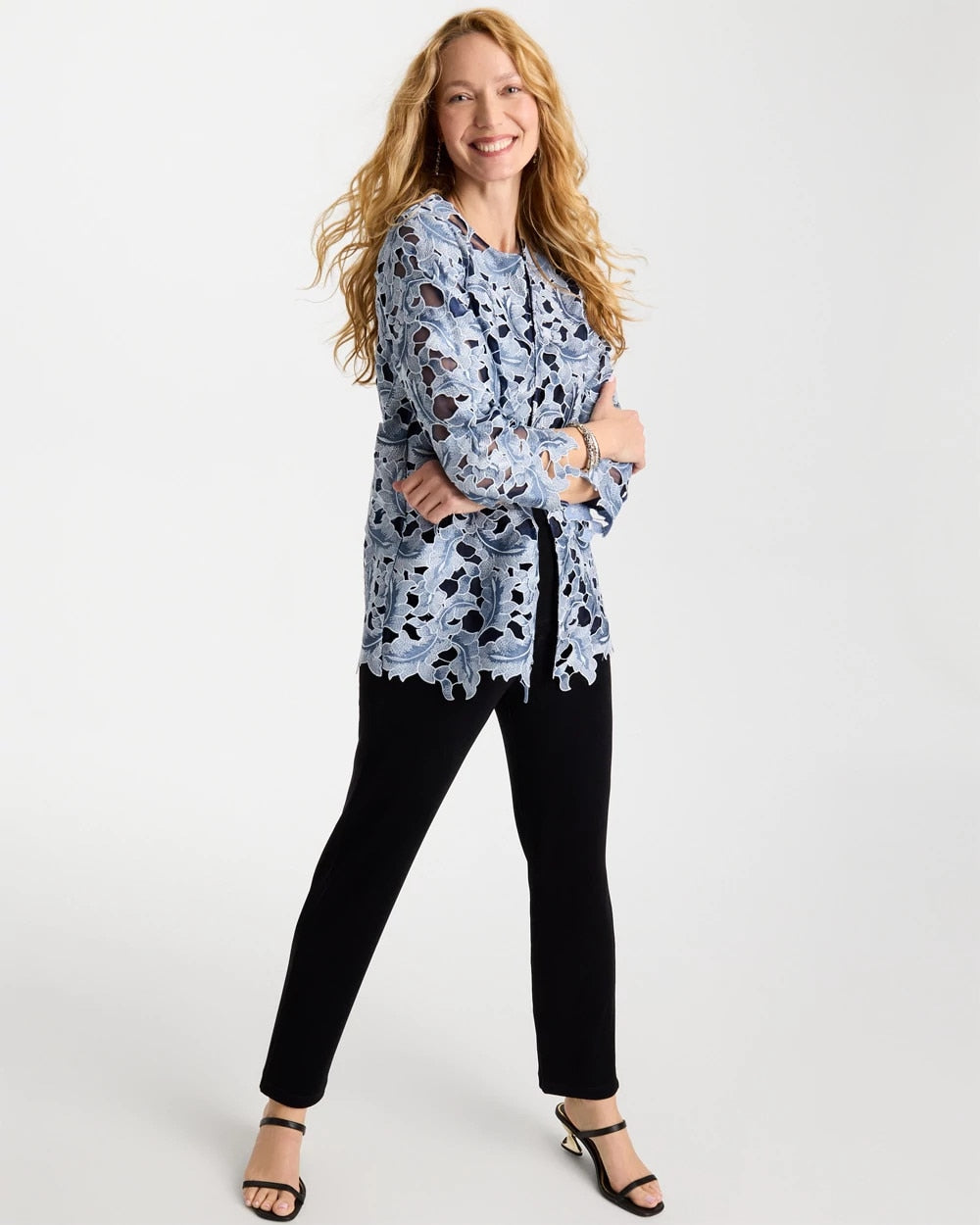 Chico's Travelers™ Collection Contrast Lined Lace Jacket