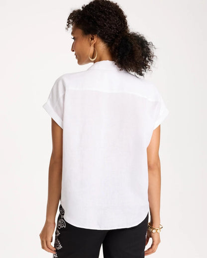 Chico's No Iron™ Linen Tie-Front Cap Sleeve Shirt