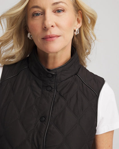 Chico's Rib Trim Quilted Vest