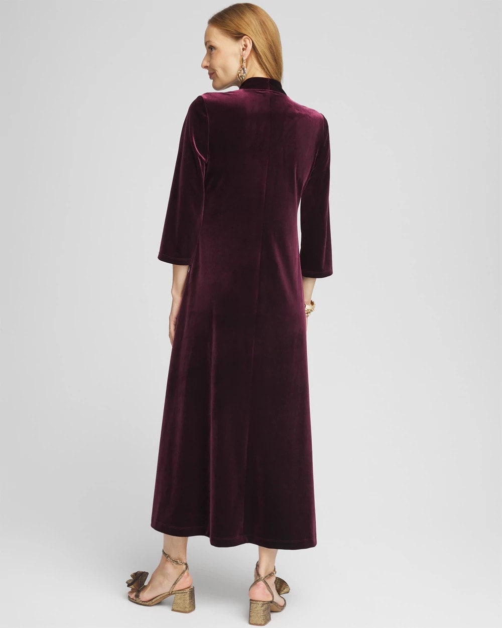 Chico's V-Neck Velour Midi Dress