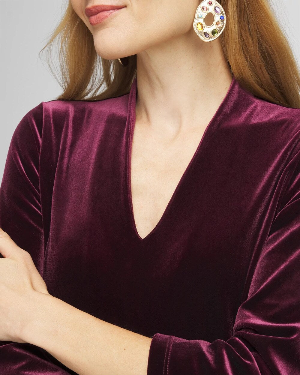 Chico's V-Neck Velour Midi Dress