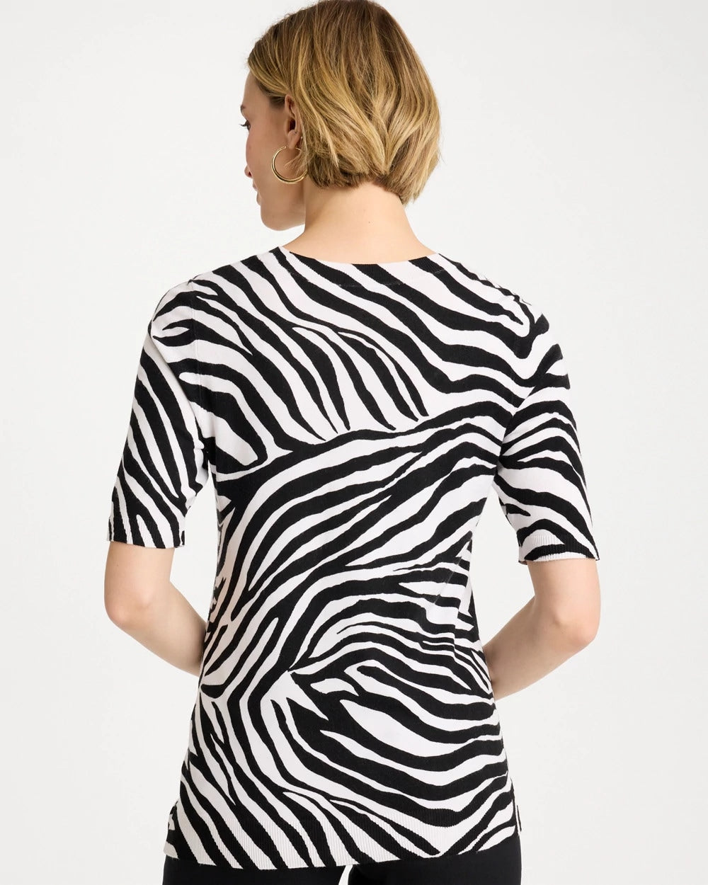 Chico's Ella Zebra Crewneck Pullover Sweater