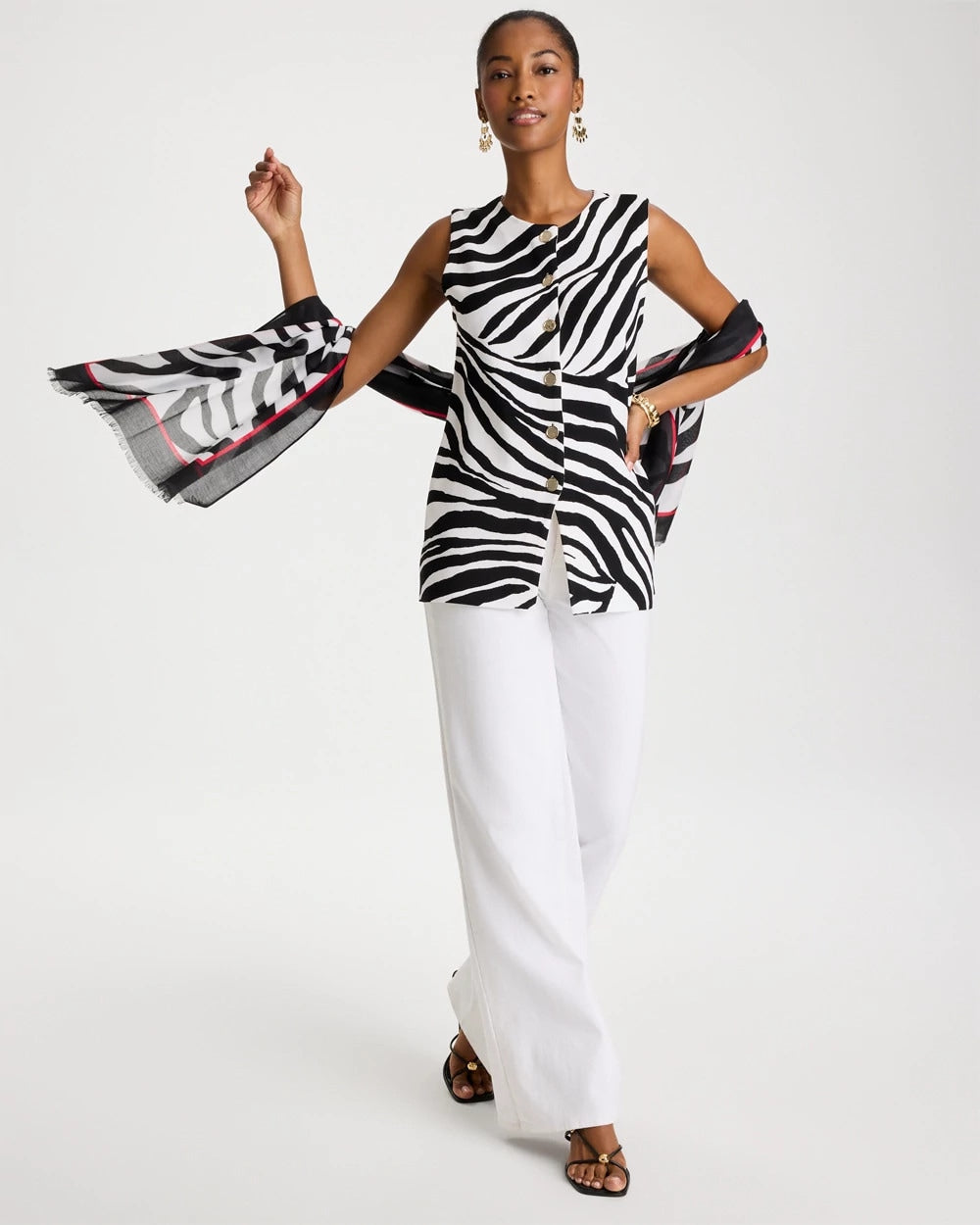 Chico's Zebra Refined Crewneck Sweater Vest
