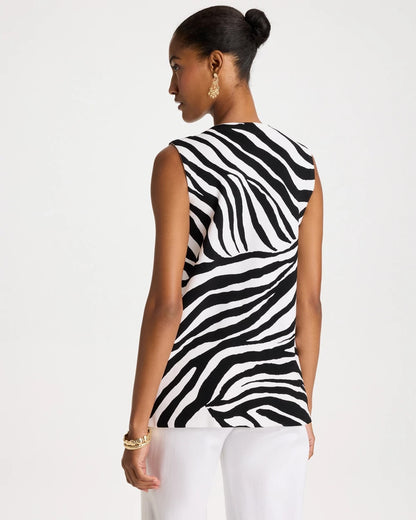 Chico's Zebra Refined Crewneck Sweater Vest