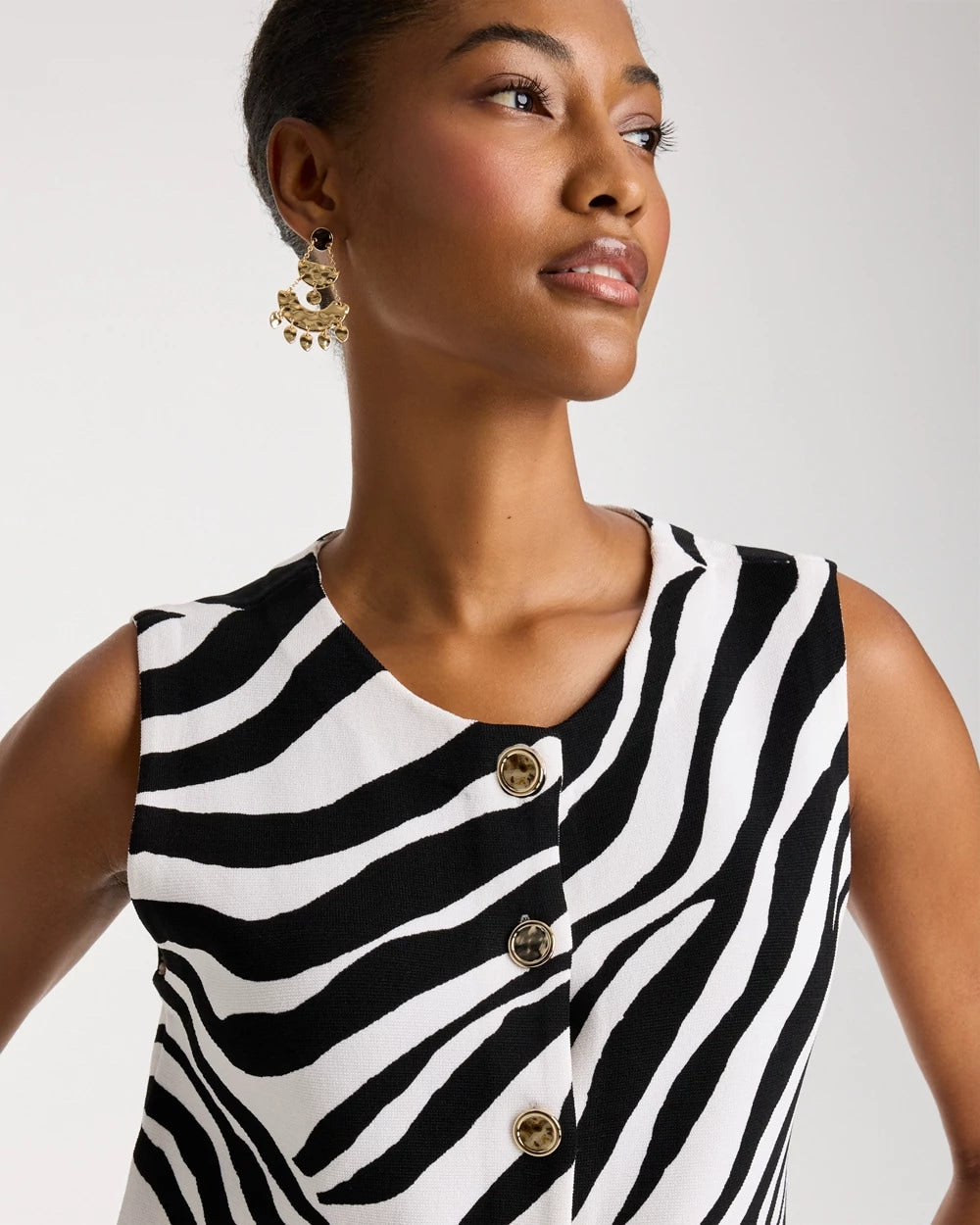 Chico's Zebra Refined Crewneck Sweater Vest