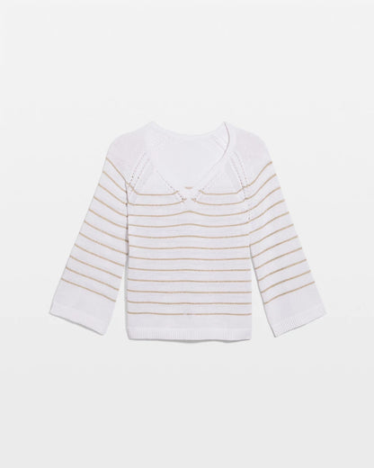 Chico's Metallic Striped Pullover Sweater