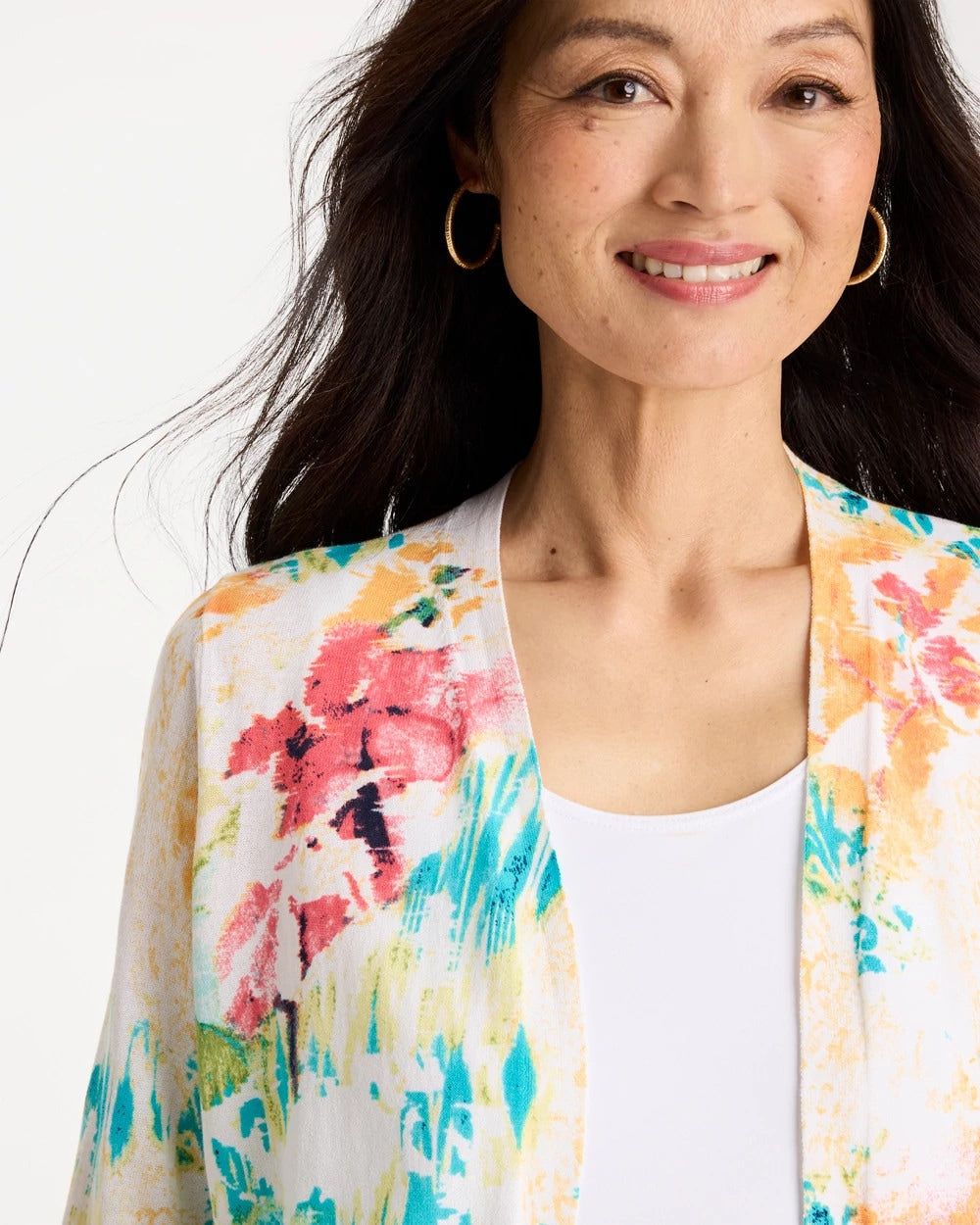 Chico's Printed Summer Romance Cardigan