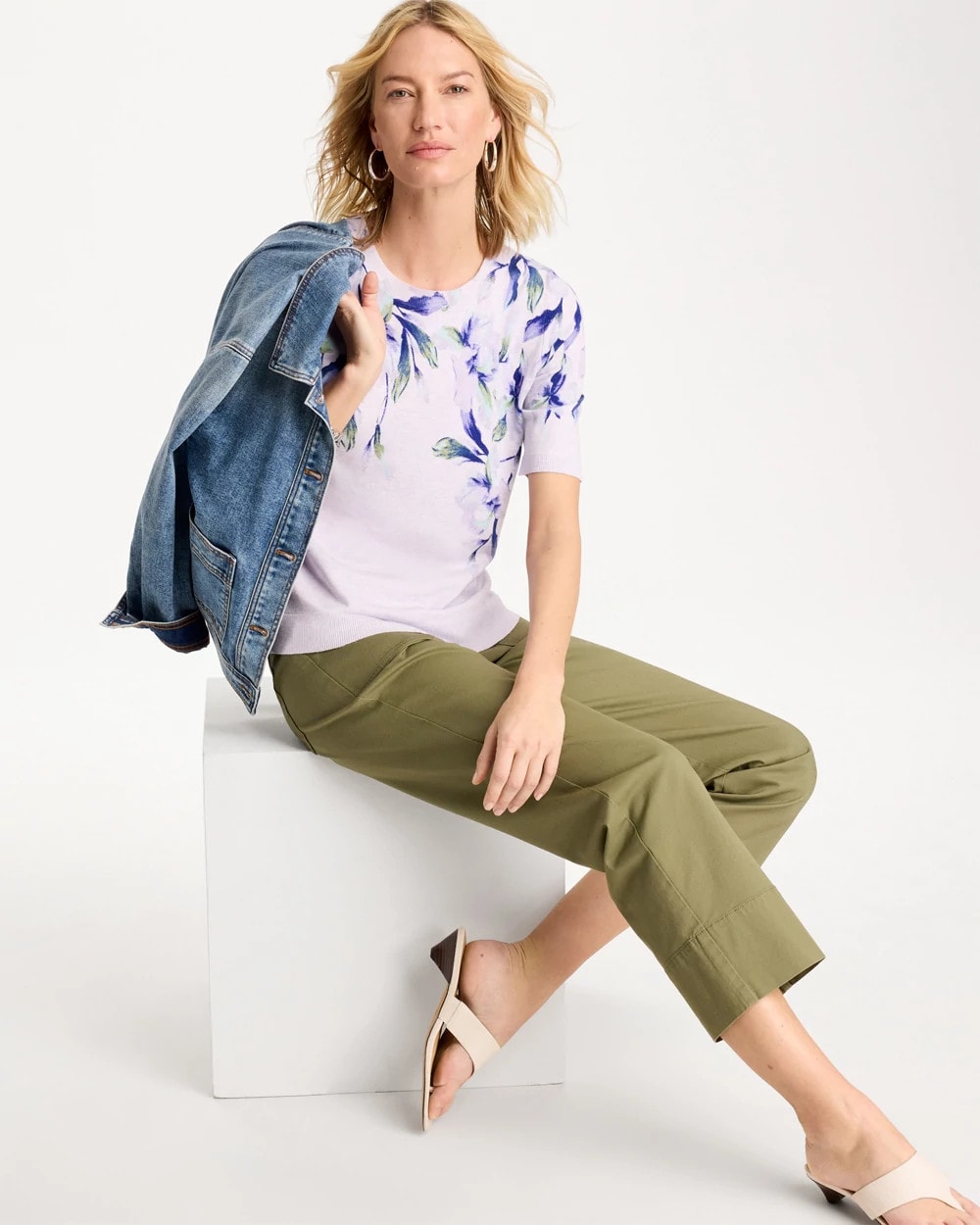 Chico's Ella Short-Sleeve Orchid Sweater