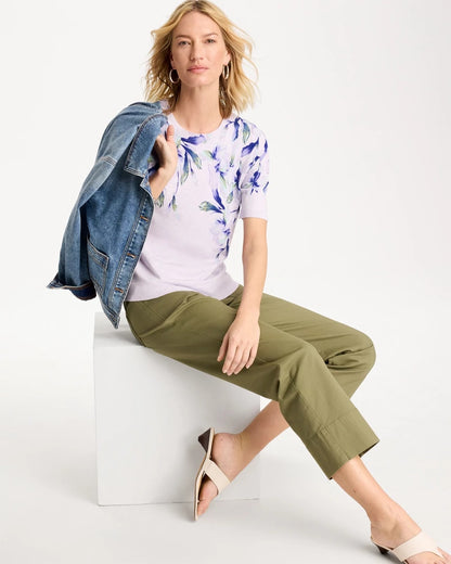 Chico's Ella Short-Sleeve Orchid Sweater