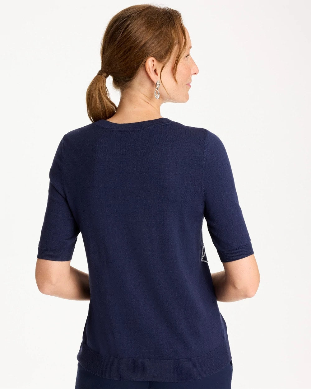 Chico's Ella Short-Sleeve Floral Sweater