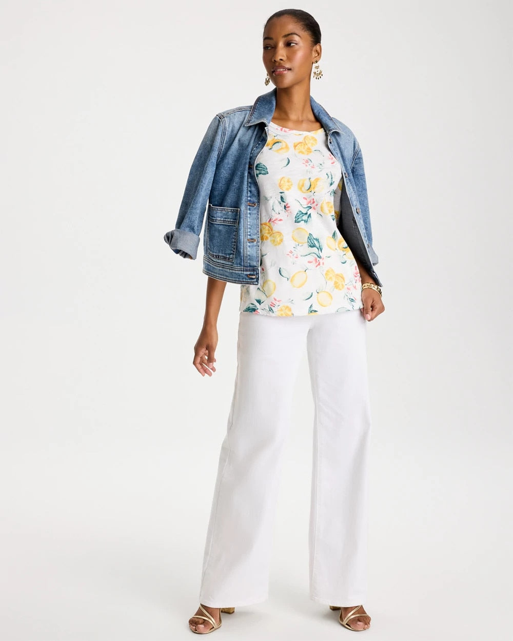 Chico's Cotton Slub Printed Tee