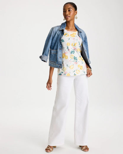 Chico's Cotton Slub Printed Tee