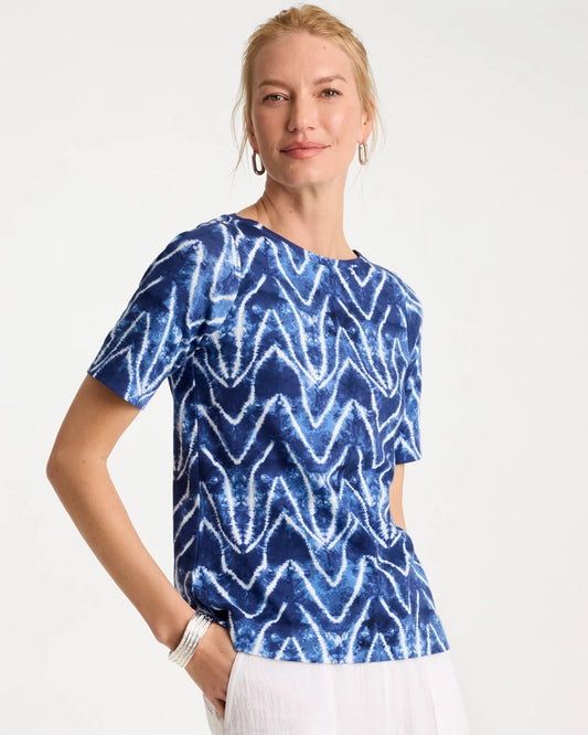 Chico's Tie Dye Chevron Pima Elbow Sleeve Tee