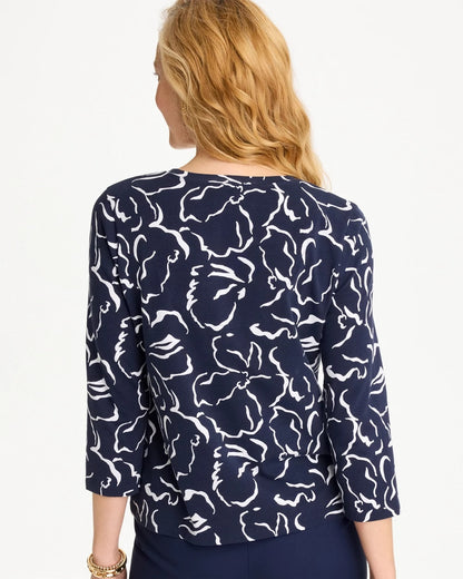 Chico's Maya Cotton Stretch 3/4 Sleeve Tee