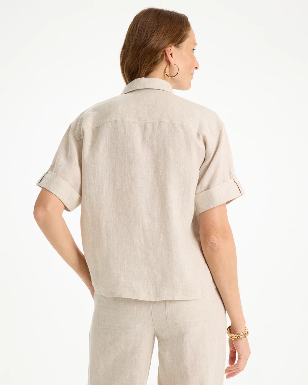 Chico's Linen Camp Collared Shirt