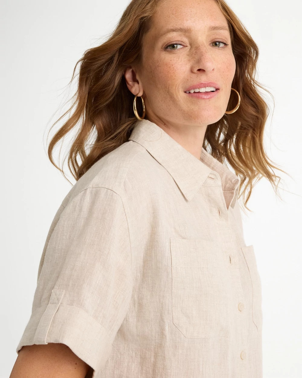 Chico's Linen Camp Collared Shirt