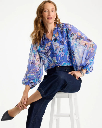 Chico's Georgette Paisley Blouse
