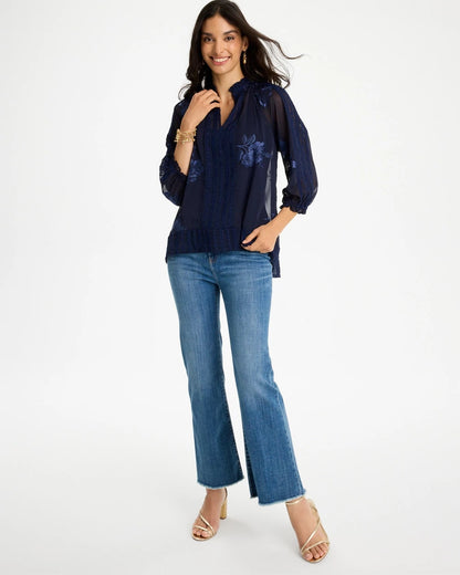 Chico's Embellished Splitneck Blouse