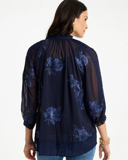 Chico's Embellished Splitneck Blouse