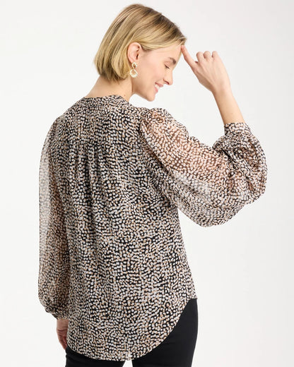 Chico's Georgette Printed Squares Blouse